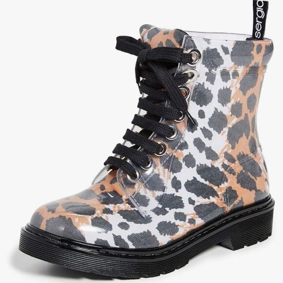 Sergio Rossi Women's Winter Jelly Rain Boot Leopard NWOB Size 37 - Picture 2 of 12